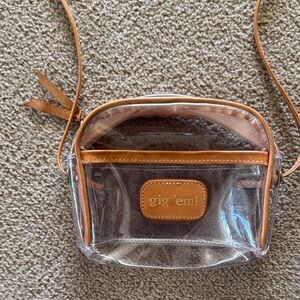 Clear Crossbody Bag Jon Hart with Tan Trim